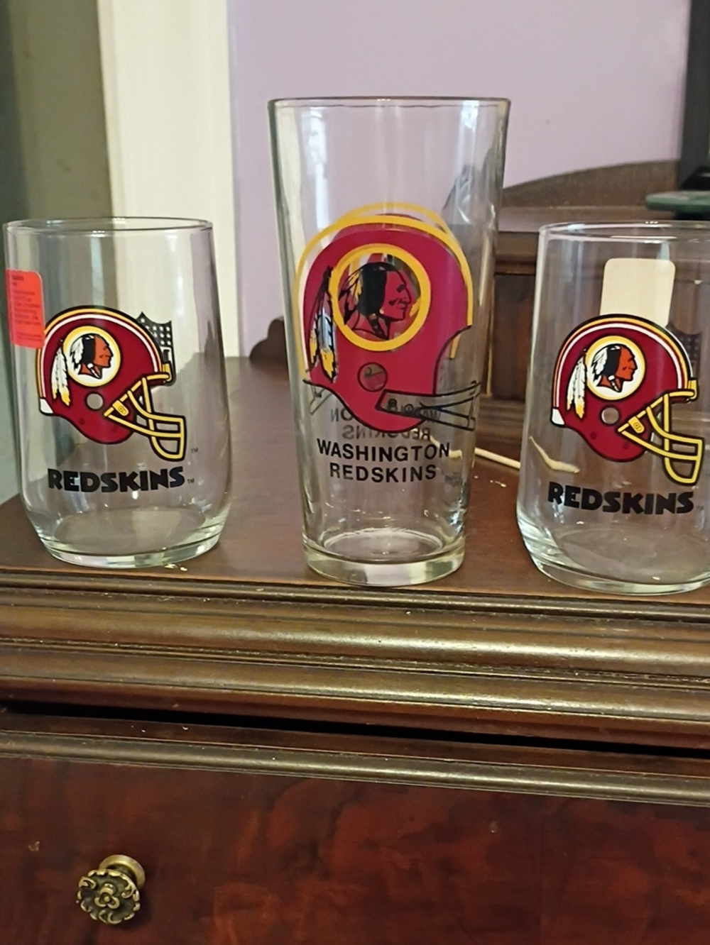 3 Collectors Redskins Glasses